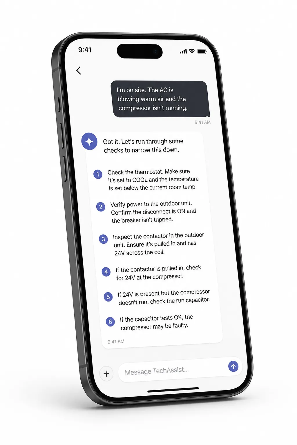TechAssist Pro chat interface